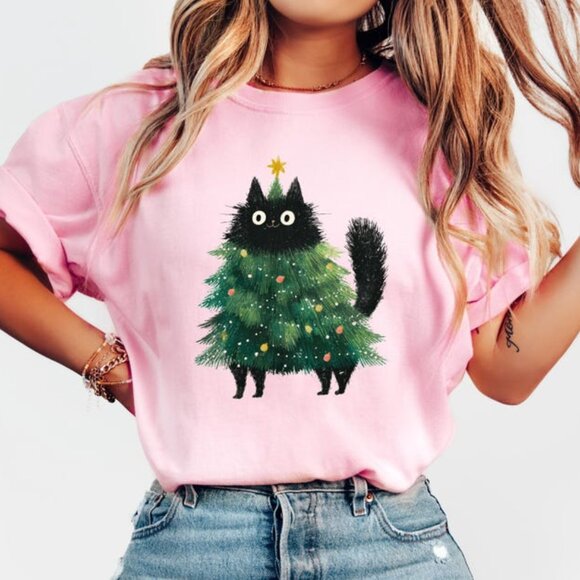 Cat Christmas Shirt, Kitten Christmas T-shirt, Cat Lover Gift - Picture 1 of 4